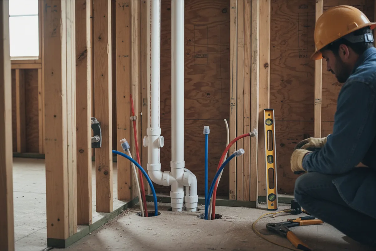 Drain and supply rough-in during Sump Pump Repair in Walkersville