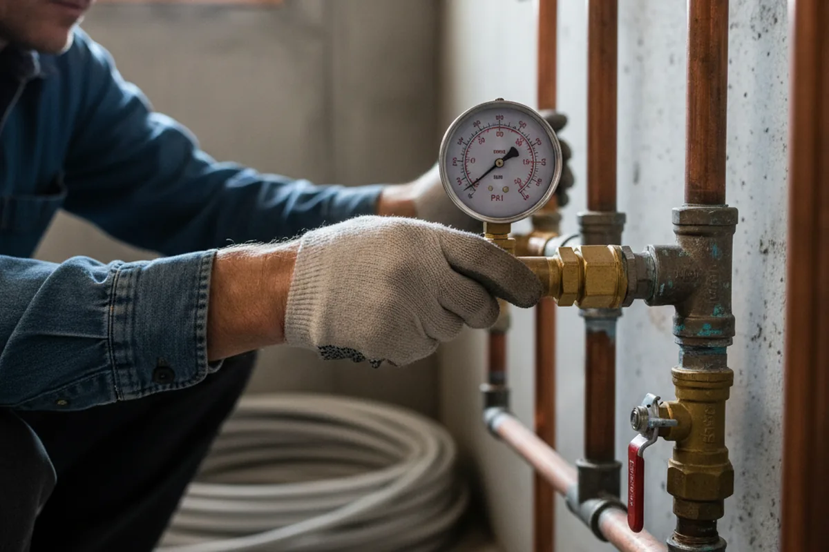 Pressure testing a repaired line during Water Line Repair in Walkersville
